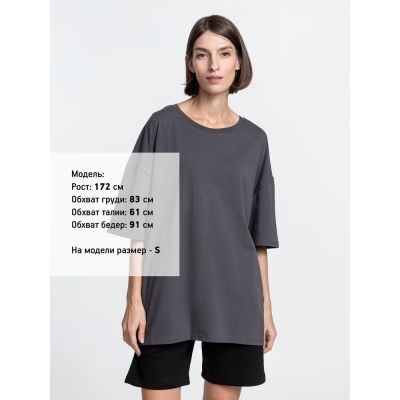 Футболка унисекс оверсайз Crosstown, темно-серая-3
