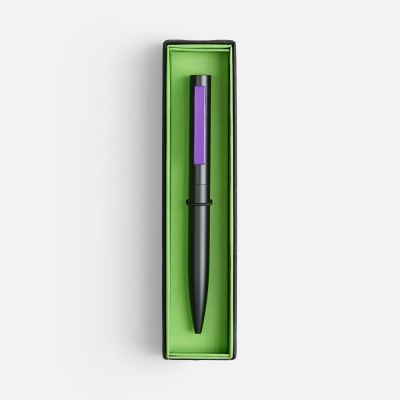 Ручка шариковая Inkolor в футляре, черная с фиолетовым-1