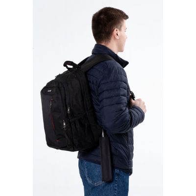 Зонт складной Clevis с ручкой-карабином, черный-4