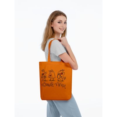 Холщовая сумка «Полный птц», оранжевая-2