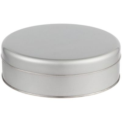 Коробка круглая Flapjack, большая, серебристая-0