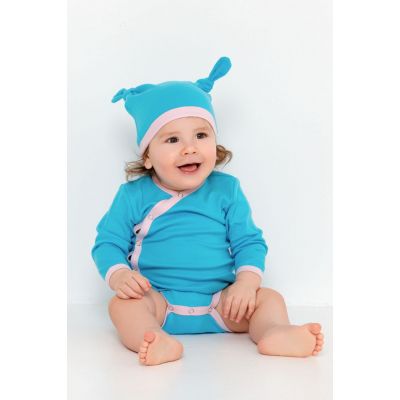 Шапочка детская Baby Prime, бирюзовая с розовым-2