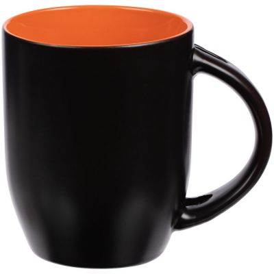 Кружка-хамелеон Melty с ложкой, черная с оранжевым-1