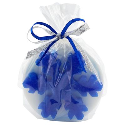 Свеча «Снежинка», белая с синим-0