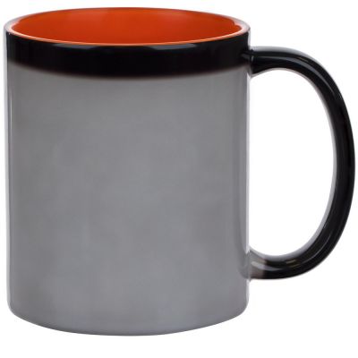 Кружка-хамелеон On Display, глянцевая, черная с оранжевым-2