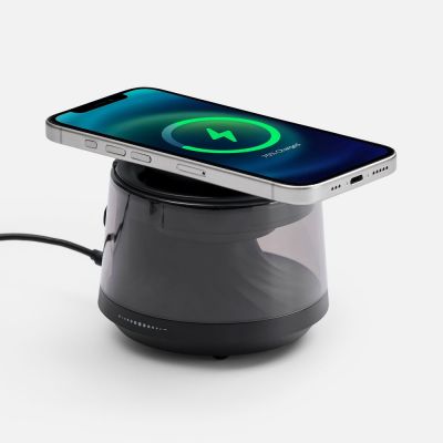 Bluetooth-колонка с подсветкой и беспроводной зарядкой Quantium, черная-1