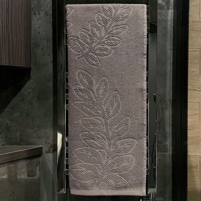 Полотенце махровое «Флора», большое, коричневое (шитаки)-1