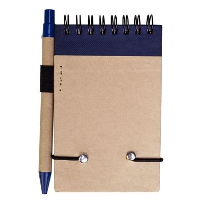 Блокнот на кольцах Eco Note с ручкой, синий-1
