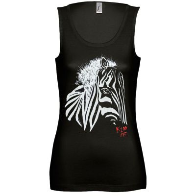 Майка женская «Арт-рокстар. Kiss Me», черная-1