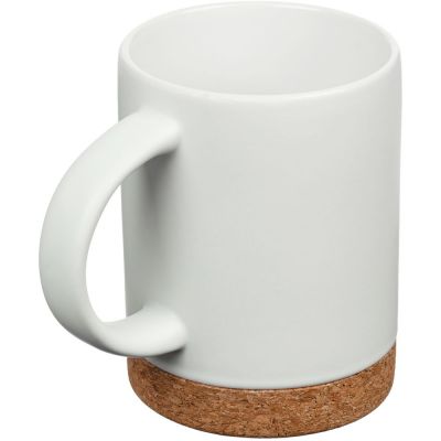 Кружка с пробковой подставкой Corky, белая-1