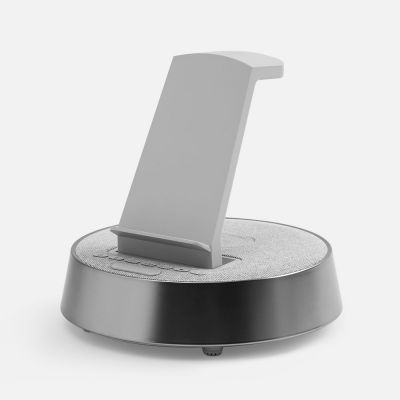 Bluetooth-колонка с беспроводной зарядкой и часами netEnergy, серая-1