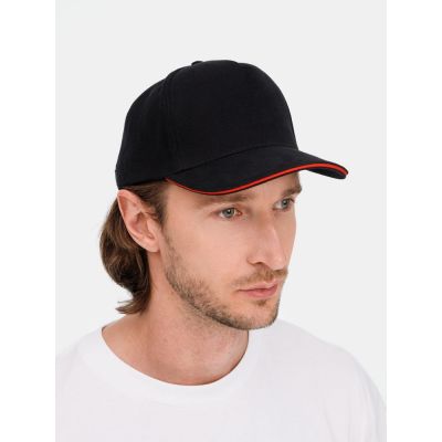 Бейсболка Classic 2.0, черная с красным кантом-7