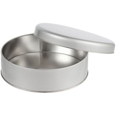 Коробка круглая Flapjack, большая, серебристая-1