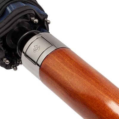Складной зонт Wood Classic S, синий в клетку-6