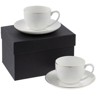 Набор на 2 персоны Select, белый с золотистой отводкой-0