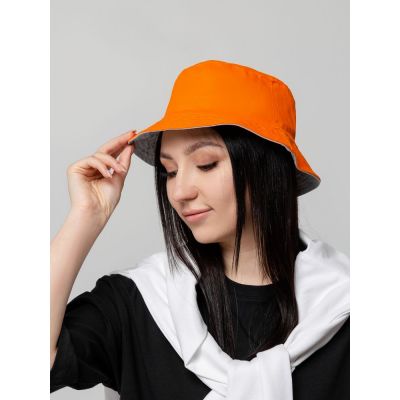 Панама Summer двусторонняя, оранжевая с серым-4