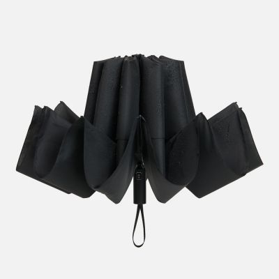 Зонт обратного сложения twoGether с двойным куполом, черный-3