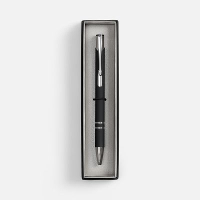 Ручка шариковая Keskus Soft Touch в футляре, черная-1