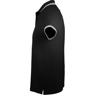 Рубашка поло мужская Pasadena Men 200 с контрастной отделкой, черная с белым-2