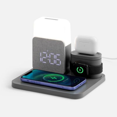 Зарядная станция с часами и подсветкой Large Charge ver.2, серая-0