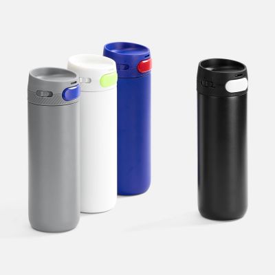 Термостакан X1 с цветной кнопкой, черный с белым-5