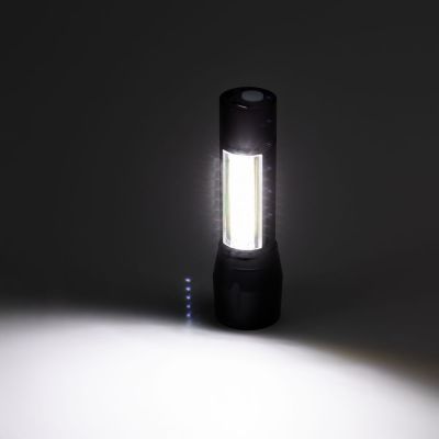 Фонарик аккумуляторный с фокусировкой луча Kirk, черный-9