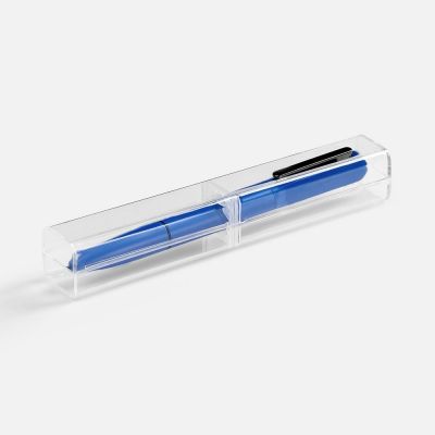 Ручка шариковая Lucenti с подсветкой логотипа, в футляре, синяя-4