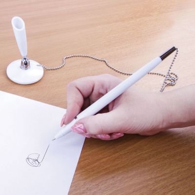 Ручка шариковая настольная Stand Pen, белая-3