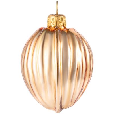 Елочная игрушка «Грецкий орех», золотистая-1