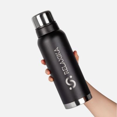 Термос Relaxika 1200 со стикерпаком, черный-8