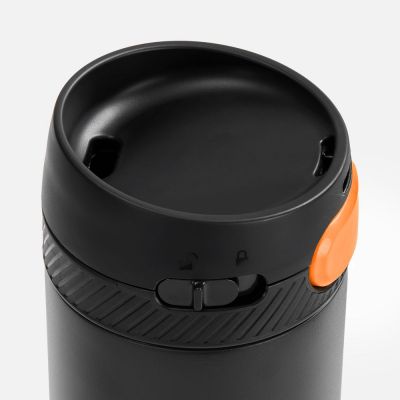 Термостакан X1 с цветной кнопкой, черный с оранжевым-2