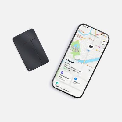 Электронная визитка-трекер MiCard Pro Duo для iPhone, черная-0