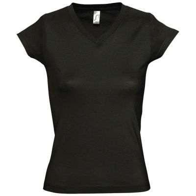 Футболка женская c V-образным вырезом MOON 150, черная-0