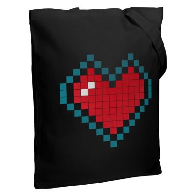 Холщовая сумка Pixel Heart, черная-0
