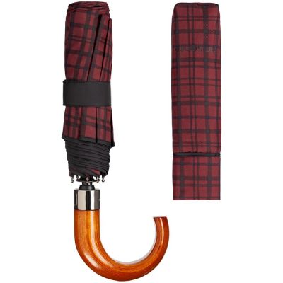Складной зонт Wood Classic S, красный в клетку-3