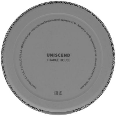 Колонка c беспроводной зарядкой и подсветкой Charge House, серая-10