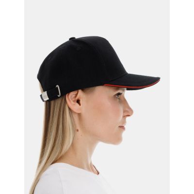 Бейсболка Classic 2.0, черная с красным кантом-6