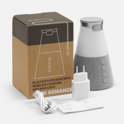 Bluetooth-колонка с беспроводной зарядкой и подсветкой Cone Sonance, серая-7