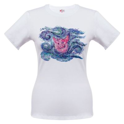 Футболка женская «Ван-Пиг», белая-0