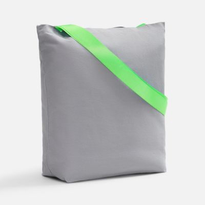 Шопер B5, серый с широкими зелеными ручками-0