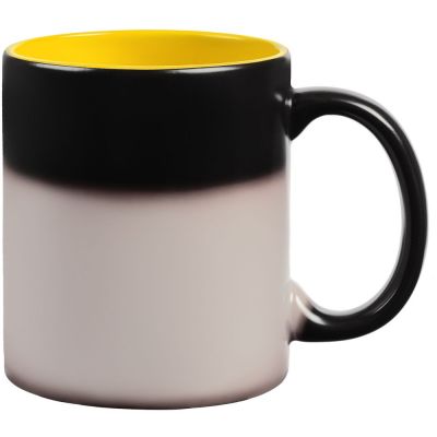Кружка-хамелеон On Display, матовая, черная с желтым-3