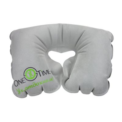 Надувная подушка под шею в чехле Sleep, серая-3