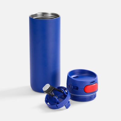 Термостакан X1 с цветной кнопкой, синий с красным-1