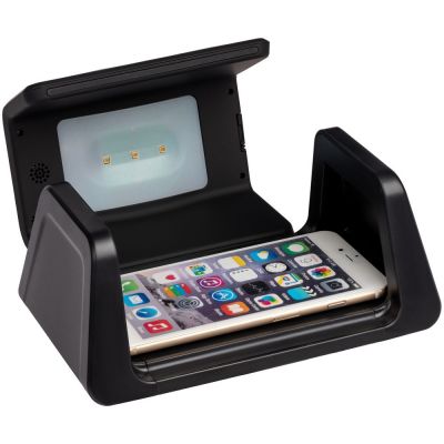 Настольный стерилизатор с беспроводной зарядкой и часами UV Depot, черный-2