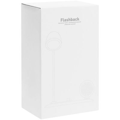 Лампа с колонкой и беспроводной зарядкой Flashback, белая-11