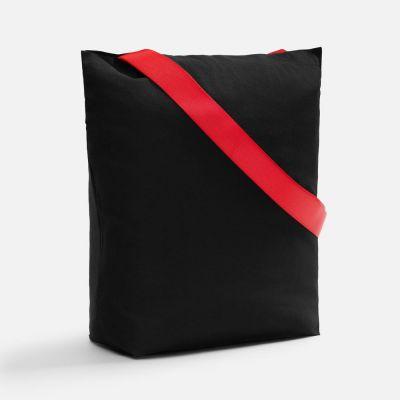 Шопер B5, черный с широкими красными ручками-0