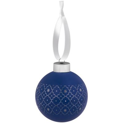 Елочный шар Chain с лентой, 8 см, синий-0