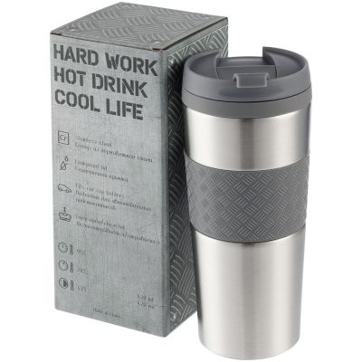 Термостакан Hard Work, вакуумный, серебристый-0