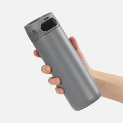 Термостакан X1 с цветной кнопкой, серый с черным-3