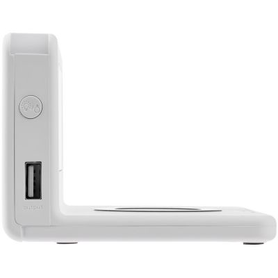 Часы настольные с беспроводным зарядным устройством Pitstop, белые-3